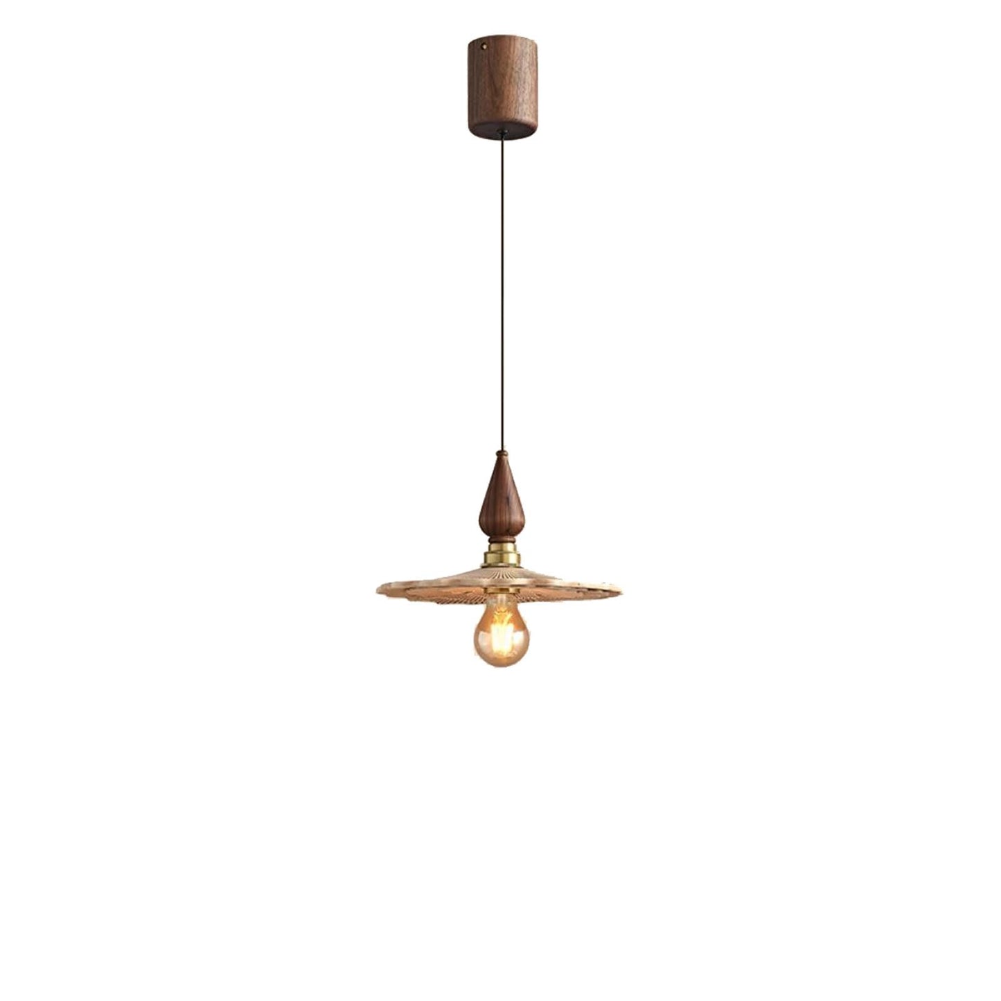 Audara-Wood Color Lotus Leaf Resin Pendant Light Gold Aluminum Body Bedroom Bedside Hanging Lamp 10.23in E27 Base Single Head Living Room Dining Chandeliers Cafe Lighting Fixtures