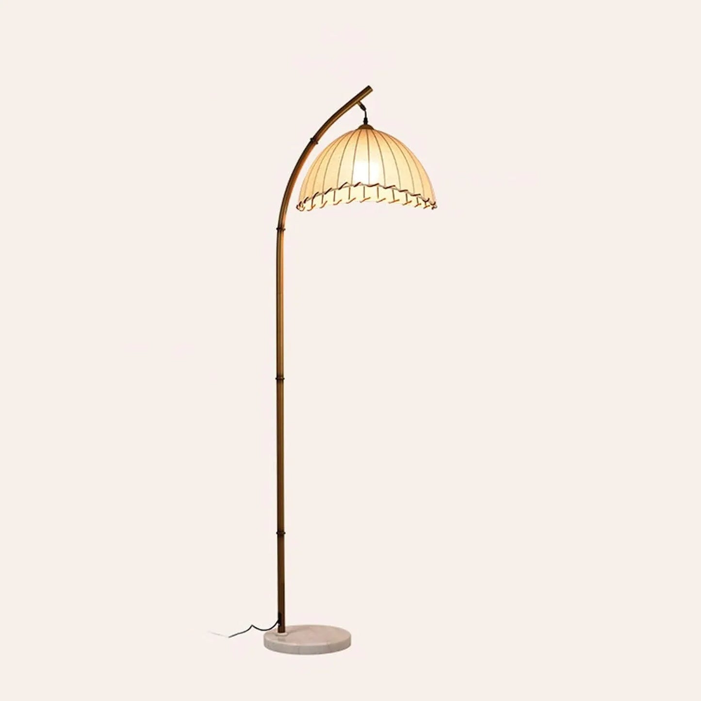 Audara-Vintage Nature B&B Farmhouse Rustic Floor Lamp H64” Handmade Fabric Metal Standing Lamp Remote Control Dimming E26 Single Light Source Living Room By Sofa Torchiere Bedroom Study Lighting Fixture