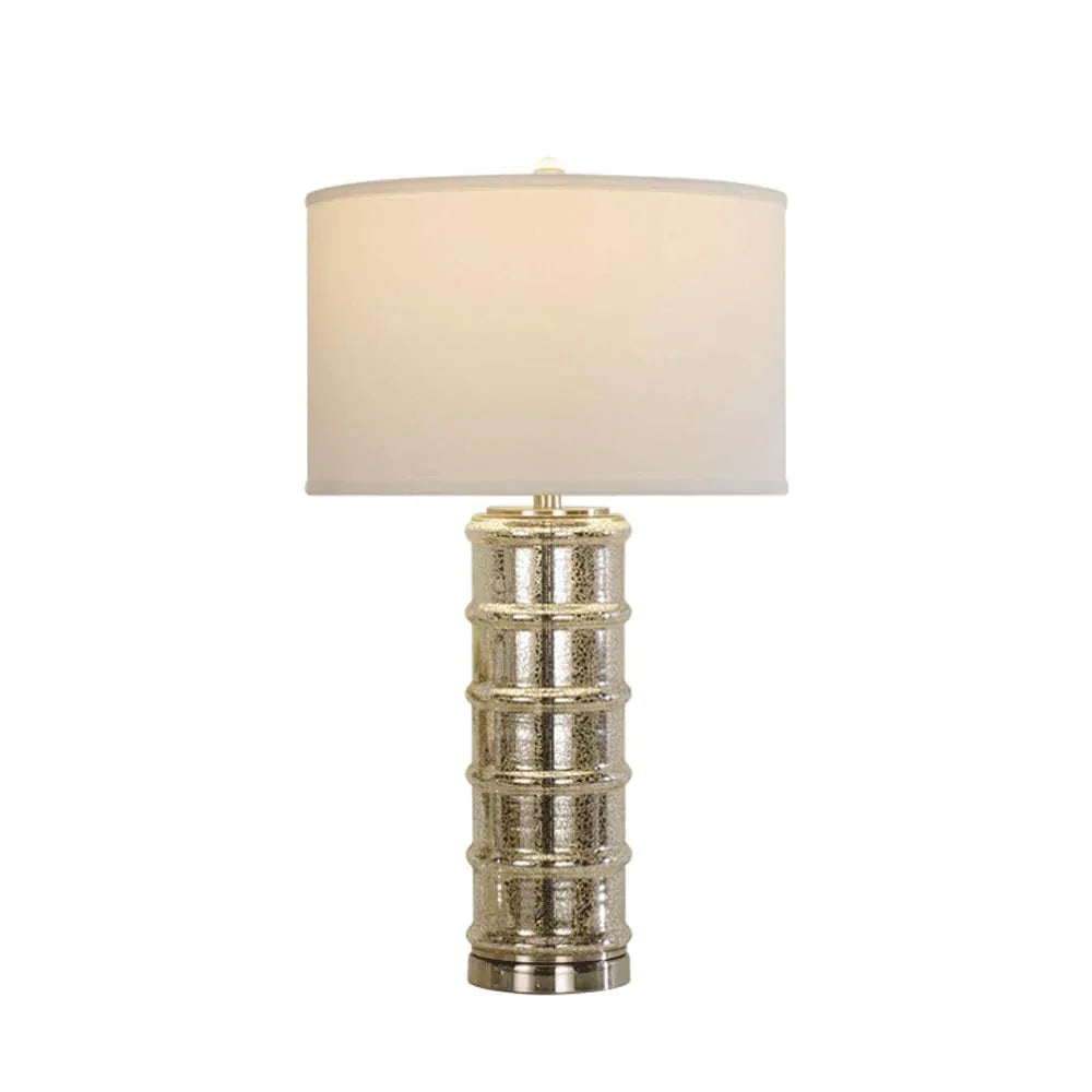 Audara-Luxury Scandinavian Bedroom Bedside Desk Light Fashion Hotel Front Desk Villa Club Desk Lamp Simple Glass Fabric Table Lamp Living Room Model House Farmhouse B&B Lighting Fixture Silver