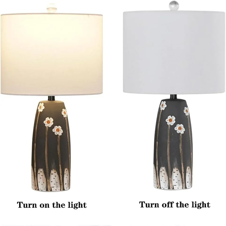 Audara-New Chinese-style Advanced Bedroom Bedside Dormitory Desk Light Simple Modern Fabric Painting Ceramics Desk Lamp Living Room Office Study Table Lamp Hotel Villa Coffee Shop Decoration Lighting Fixture