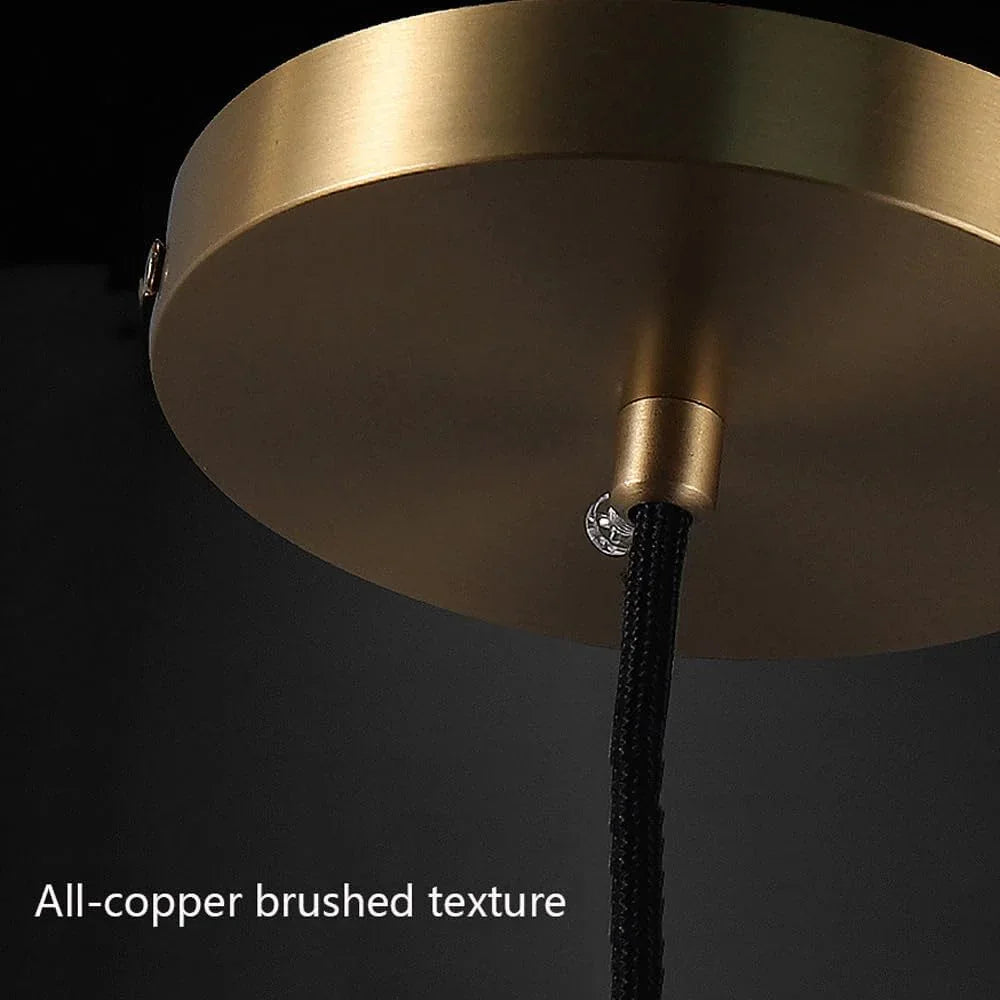 Audara-All Copper Single Head Crystal Bedside Pendant Light Light Luxury Post-Modern Hanging Lamp Living Room Study Background Decoration Chandelier Simple Long Line Lighting Fixture