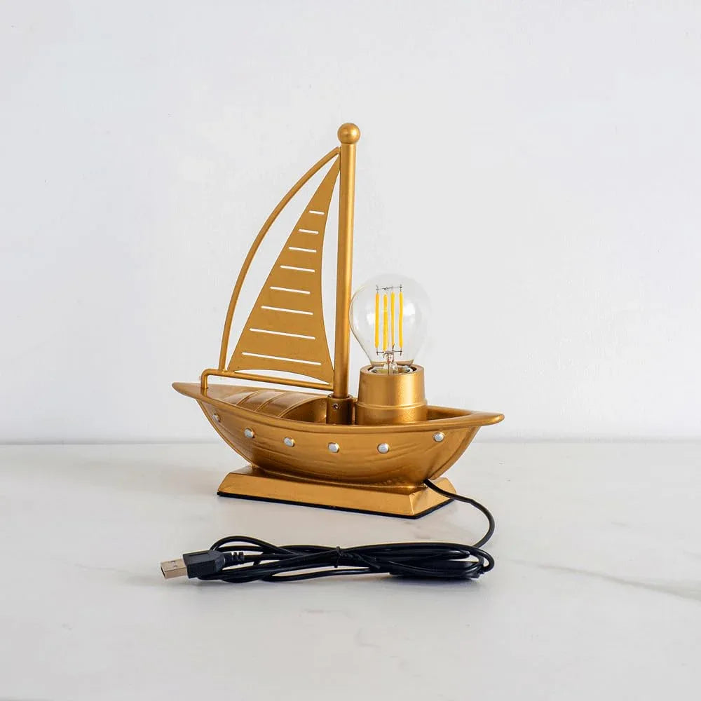 Audara-High-end Creative Sailboat Metal Desk Light Ambient Sense Bedroom Boys Girls Children's Room Desk Lamp Living Room Study Office Decoration Table Lamp Hotel Club Model House Lighting Fixture Gold