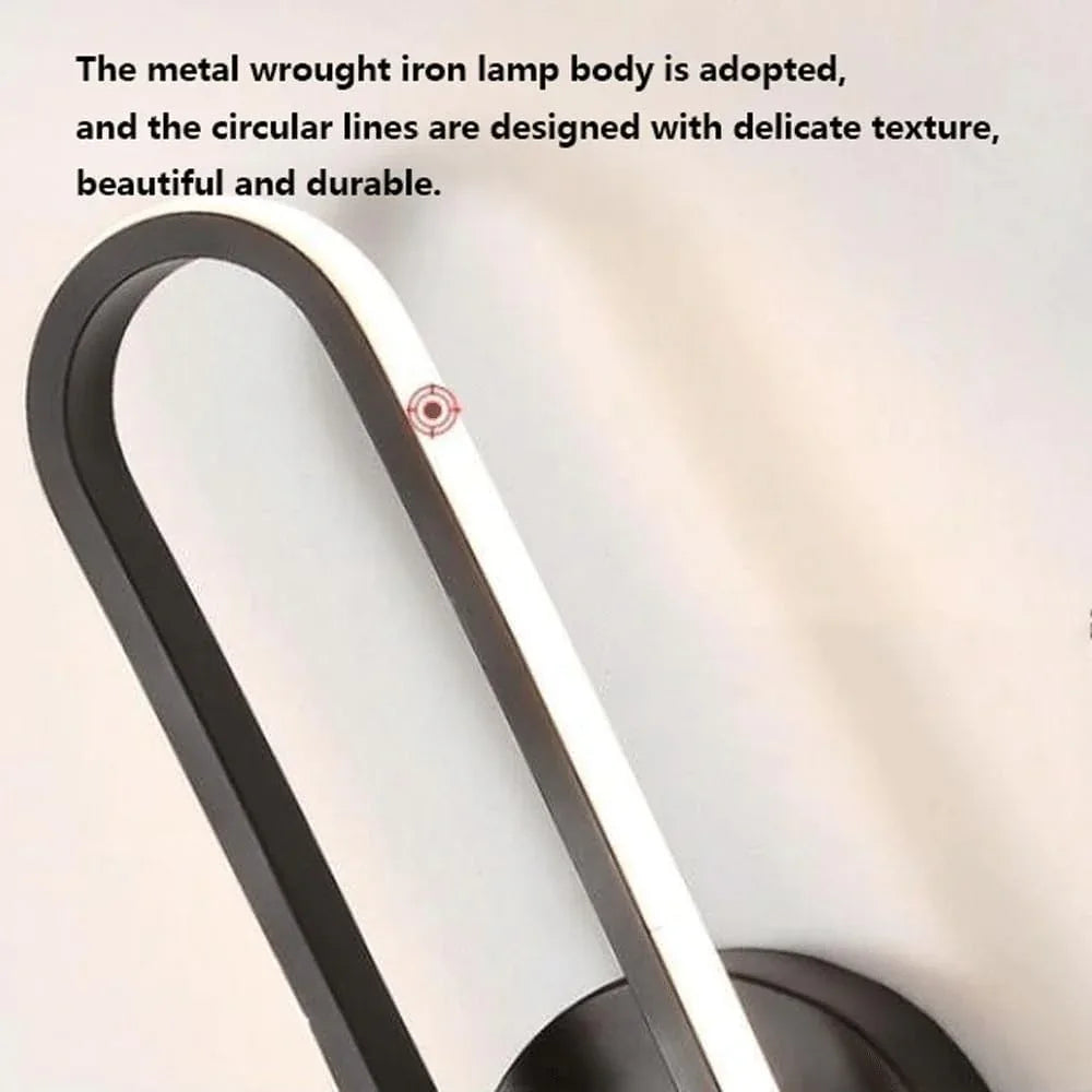 Audara-Modern Simple Rotatable Iron Wall Lamp Nordic Study Hotel Bedroom Bedside Wall Lights 11.8inLED Tri-Color Dimmable Black Wall Sconces for Living Room Backdrop Cafe Lighting Fixture
