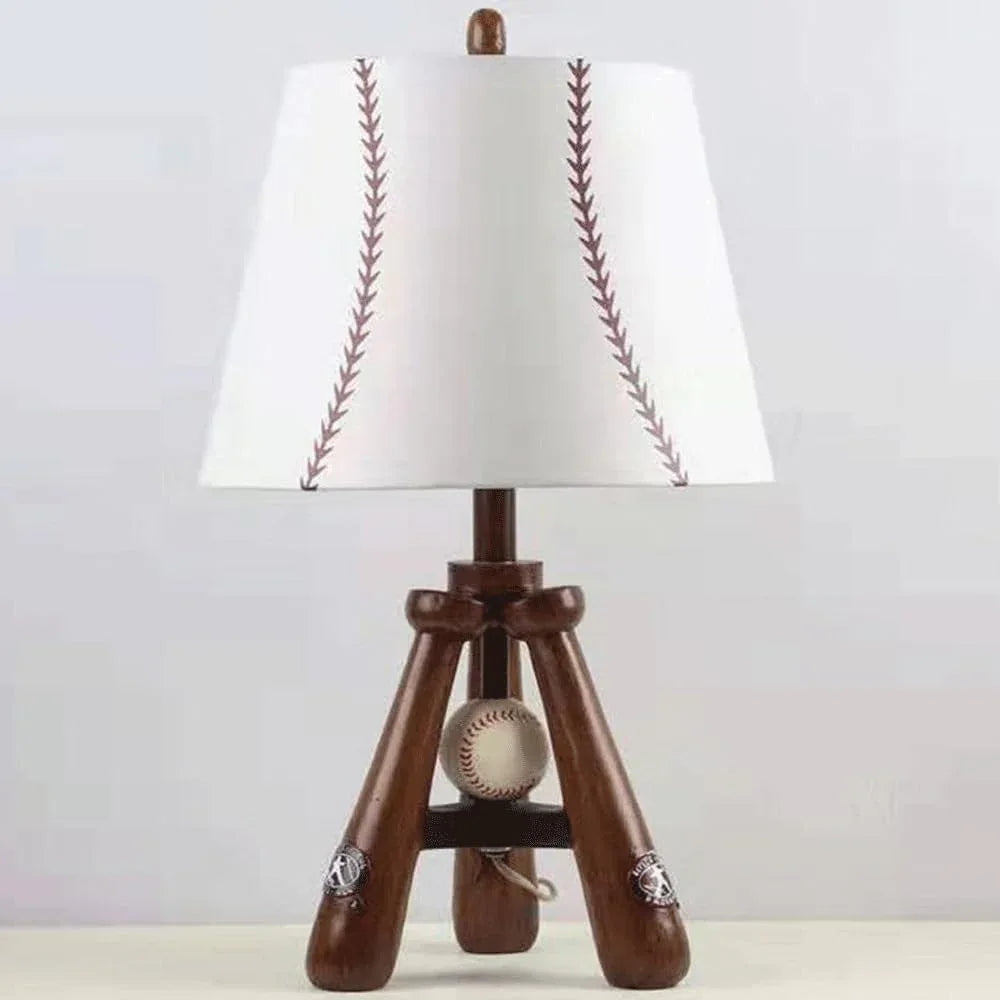 Audara-Cosy Vintage Bedroom Study Desk Light American Creative Baseball White Fabric Desk Lamp Restaurant Living Room Sample Room Table Lamp Cafe Villa B&B Lighting Fixture