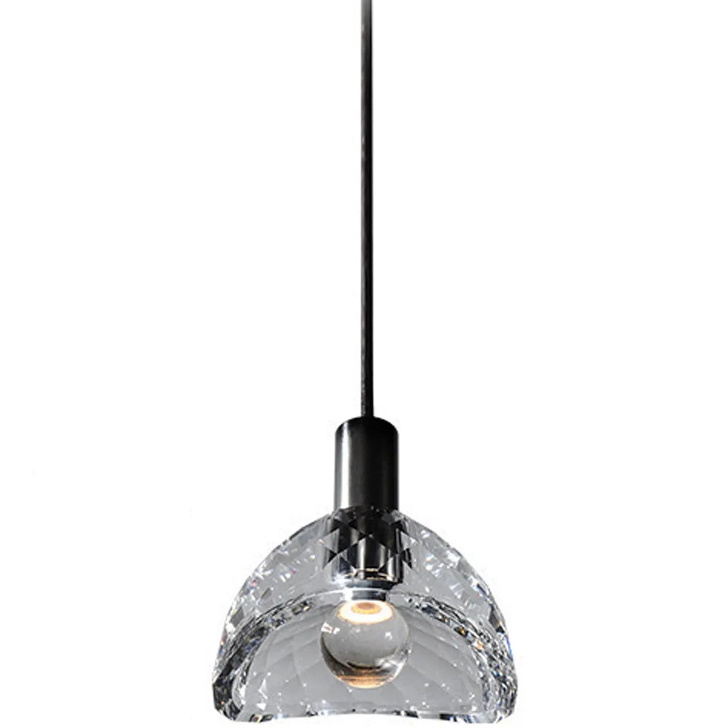 Audara-5-inch Modern Minimalist Crystal Pendant Light, Semi-Circular Mini Glass Chandelier Suitable for Various Spaces Such As Bedrooms, Kitchen Islands, Dining Rooms, Hotels, Bars, and Cafes. B