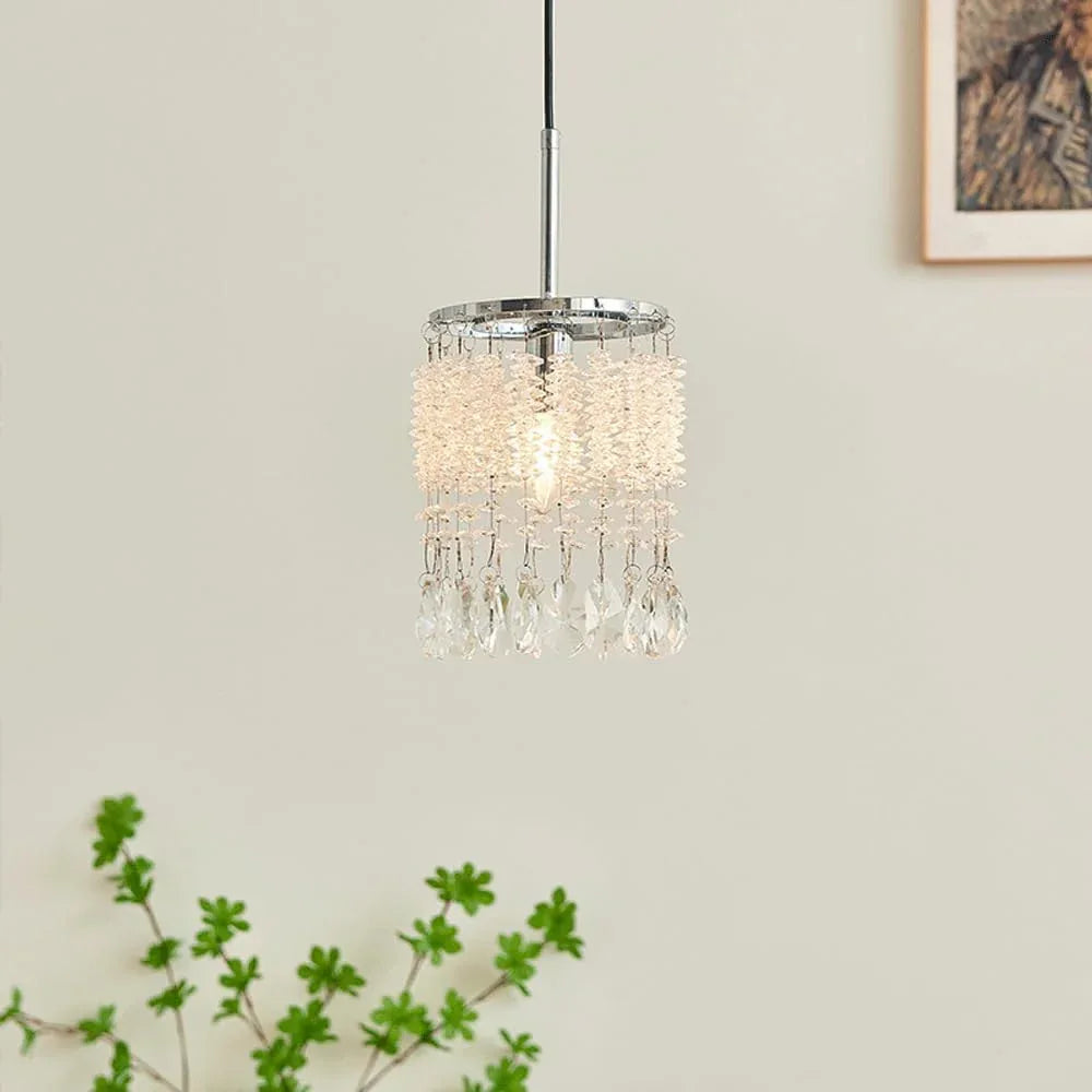 Audara-6-inch Crystal Pendant Light Suitable for Various Spaces Including Bedside, Bedroom, Hotel, Entryway, and Kitchen Island. Easily Blends Into Minimalist, Bohemian, and European Styles.