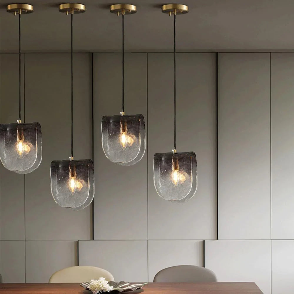 Audara-7-inch Crystal Pendant Light, Bohemian Style, Smoky Gray Gradient Light Fixture, Suitable for Various Spaces Such As Bedrooms, Hotels, Studies, Living Rooms, Kitchen Islands, and Entryways