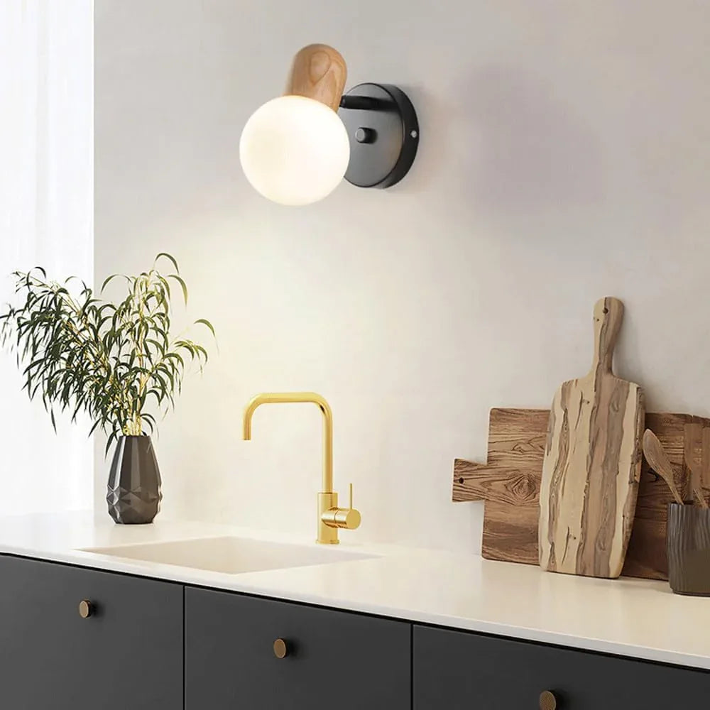 Audara-Bedroom Bedside Log Main Wall Lamp Scandinavian Simple Glass Wall Lights Rotatable Backdrop Sconces Aisle Corridor Foyer Mounted Lighting Fixture