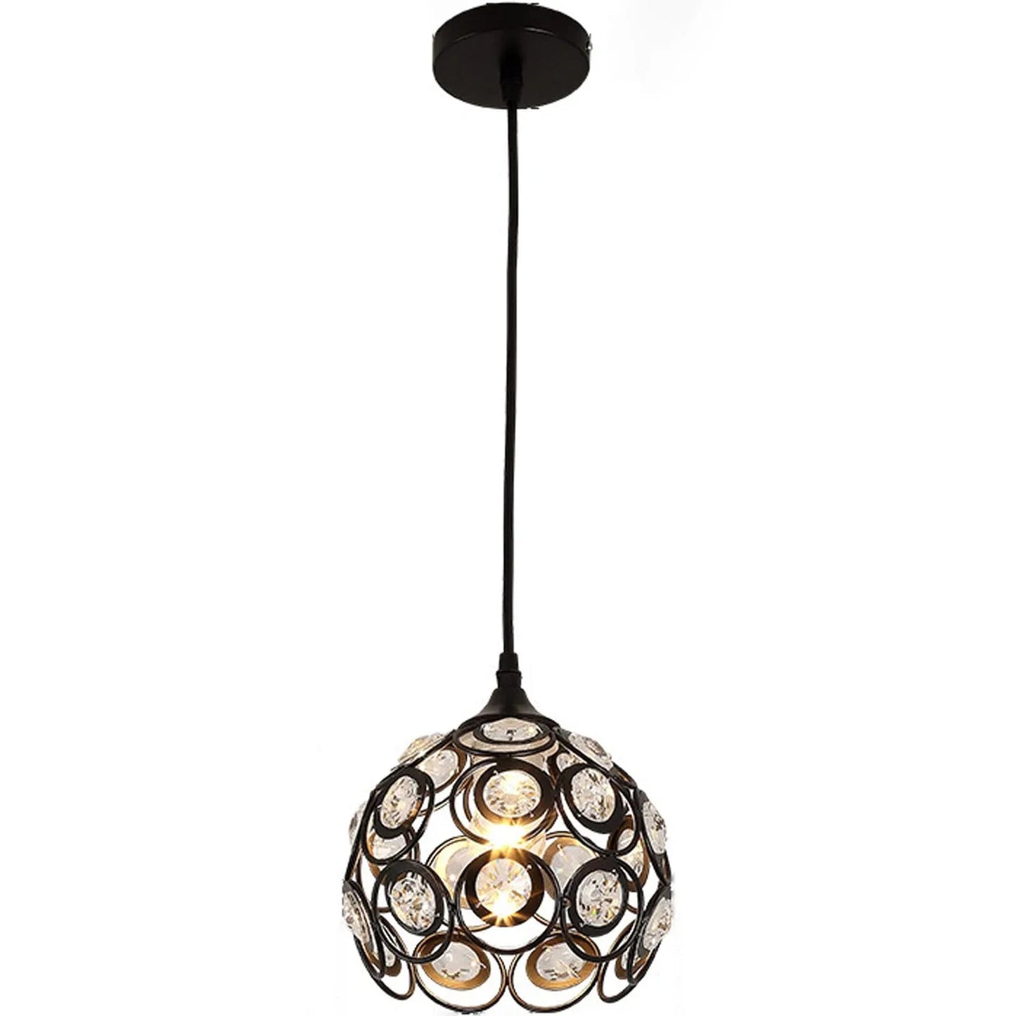 Audara-Crystal Pendant Light, 8-inch, Bohemian Style, Minimalist Design, Multi-Style Lighting Fixture Suitable for Living Rooms, Cafes, Dining Rooms, Kitchen Islands, and Entryways. A