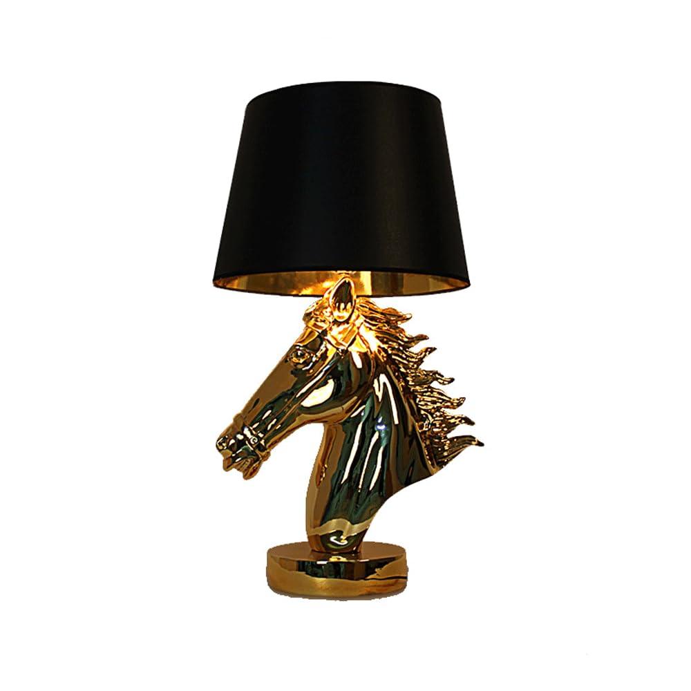 Audara-Scandinavian Creative Stallion Restaurant Cafe Desk Light Fashion Individuality Resin Fabric Desk Lamp Office Hotel Front Desk Table Lamp B&B Villa Club Lighting Fixture Gold