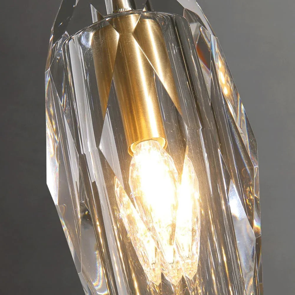 Audara-4-inch Modern Minimalist Crystal Pendant Light, Gemstone-Shaped Mini Glass Chandelier, Suitable for Various Spaces Such As Bedrooms, Kitchen Islands, Dining Rooms, Hotels, Bars, and Cafes.