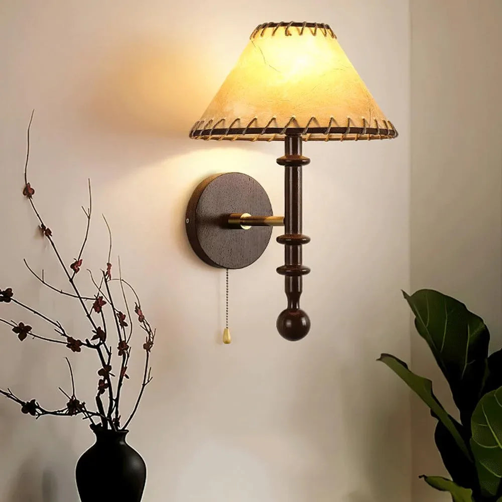 Audara-Japanese Wabi Sabi Style Headboard Wall Lamp Modern Minimalist Wooden Style Wall Lights Hallway Foyer Background Wall Sconces Living Room Bedroom Study Art Mounted Lighting Fixture