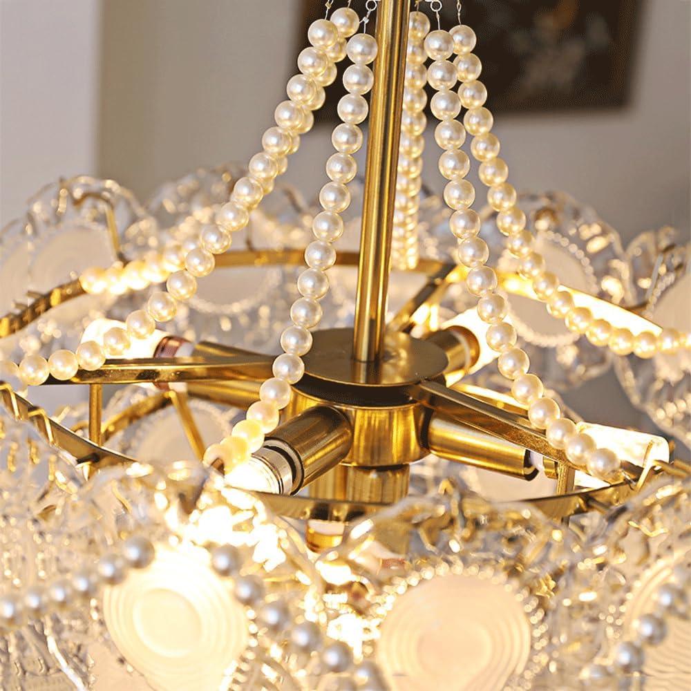 Audara-20-inch Crystal Chandeliers Round-Shaped European Modern Chandeliers Suitable for Living Rooms, Bedrooms, Studies, Dining Rooms, Hotels, Kitchens, and Island Ceiling Lights