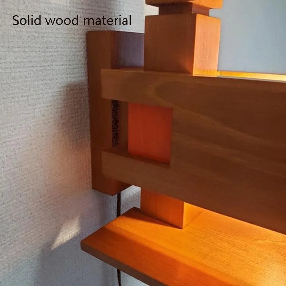 Audara-New Chinese Style Living Room Staircase Wall Lamp Villa Solid Wood Wall Lights Retro Wabi Sabi Style Headboard Sconces Japanese Style Living Room Corridor Decoration Mounted Lighting Fixture