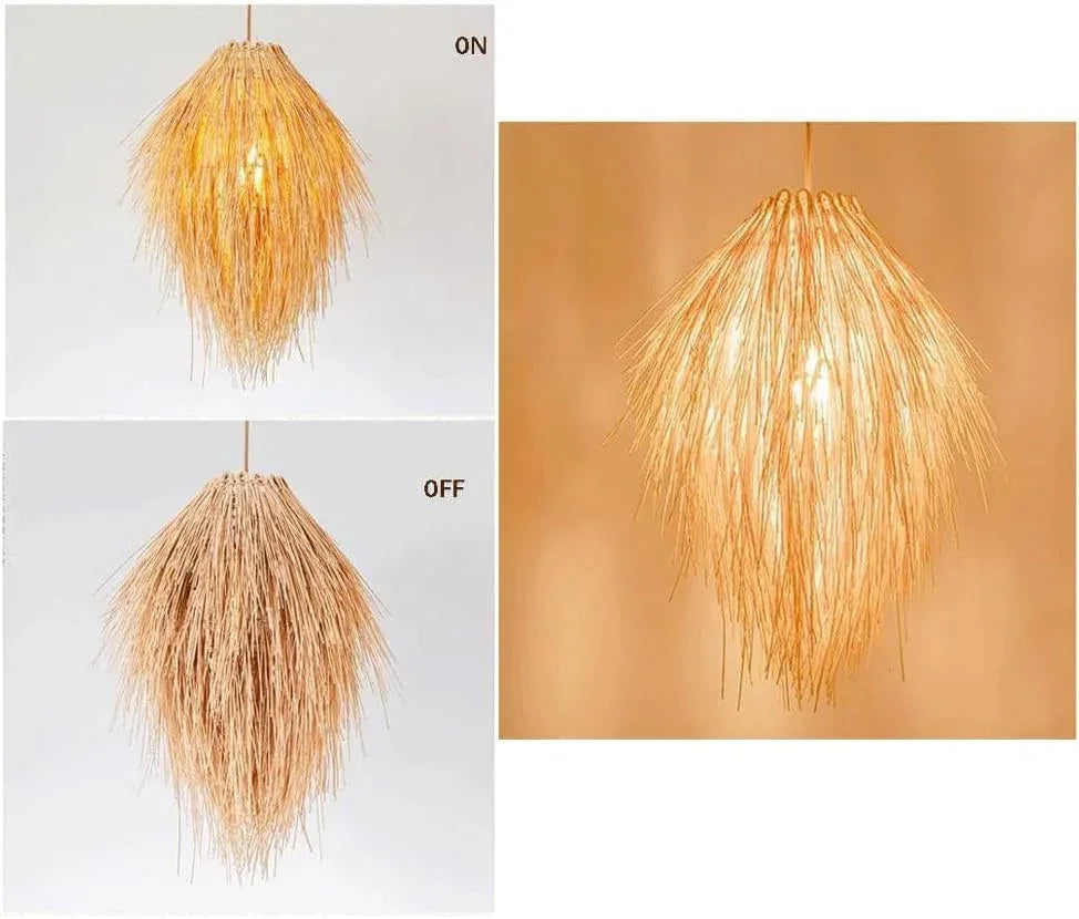 Audara-Simple Natural Chandeliers/Bohemian Chinese Pendant Light/Custom Bamboo Woven Handmade Lighting Fixture/B&B Cafe Living Room Hallway Rustic Hotpot Shop Dining Room Beach Botanical Area Hanging