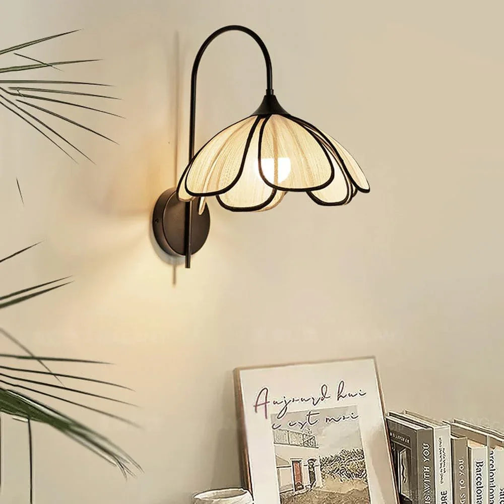 Audara-French Cream Wind Wall Lamp Scandinavia Simple Dining Room Wall Lights Living Room Bedroom Premium Sense Sconces Medieval Style Petal Decoration Mounted Lighting Fixture