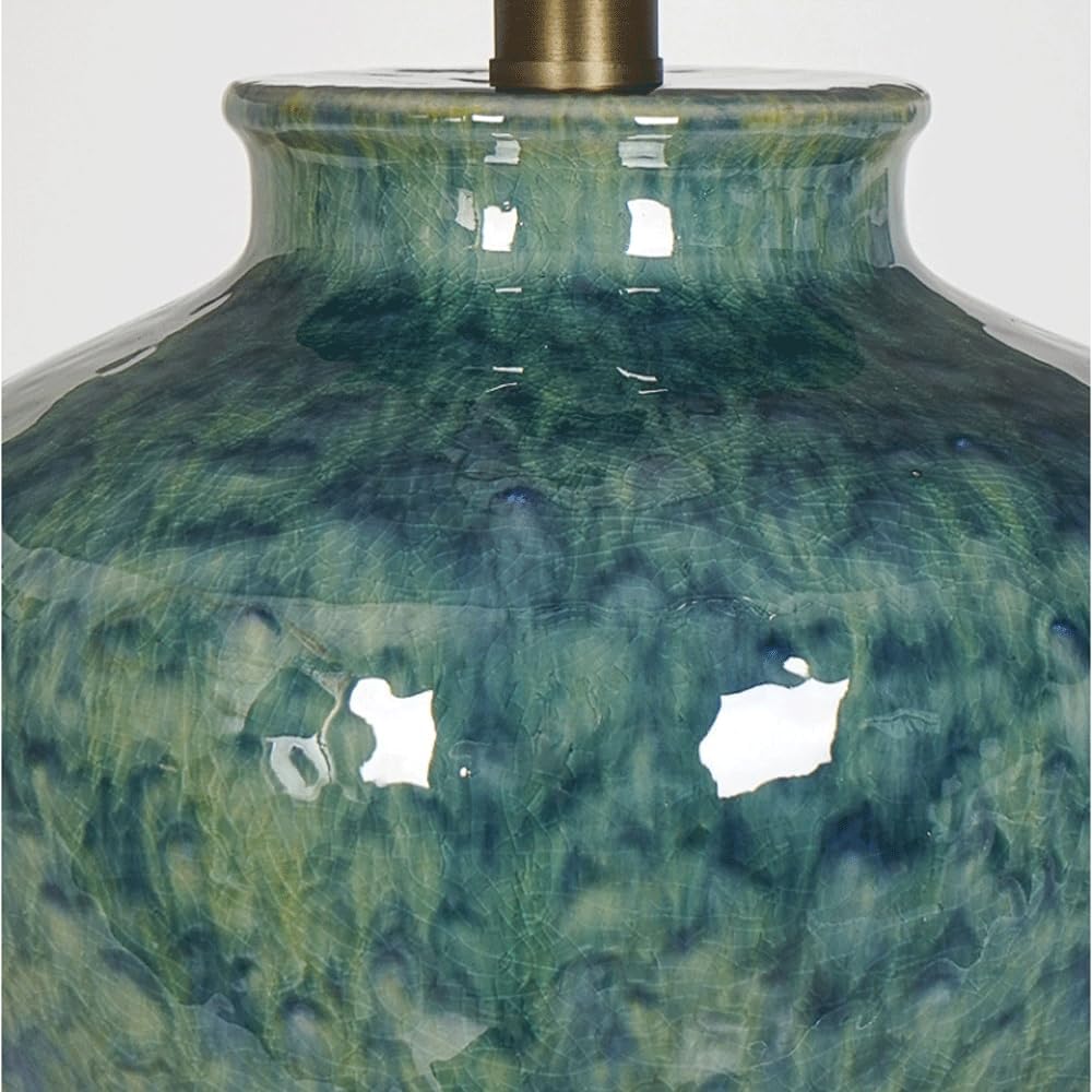 Audara-Wabi-sabi Wind Cloth Green Ceramic Desk Light New Chinese Tea House Study Office Desk Lamp Elegant Living Room Bedroom Bedside Table Lamp B&B Club Mall Villa Lighting Fixture