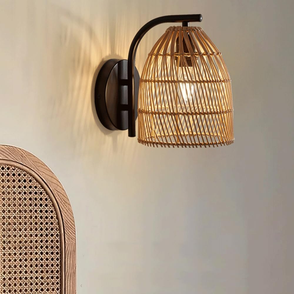Audara-Japanese Wabi-sabi Wind Wall Lamp Tea Room Restaurant Background Wall Lights New Chinese Zen Simple Sconces B&B Aisle Corridor Rattan Mounted Lighting Fixture