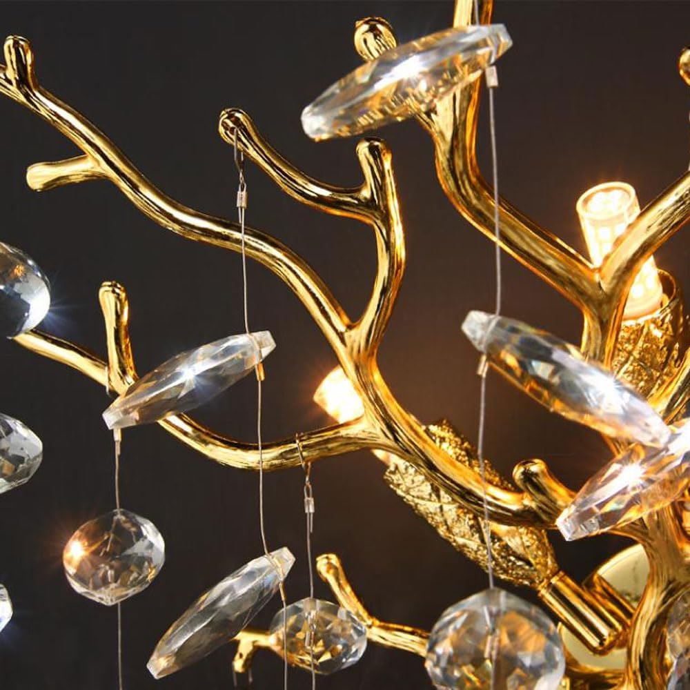 Audara-Light Luxury Creative Tree Branch Crystal Wall Lamp G9 Lamp Base Hotel Bedroom Bedside Dining Room Wall Lights 15.5in Living Room TV Background Wall Sconces Suitable For Clubhouse CafeLighting Fixture