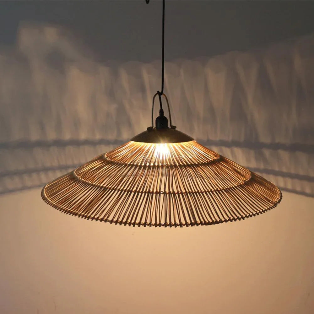 Audara-28-inch Woven Pendant Light Bohemian, Wabi-Sabi, and Multi-Style Ceiling Light Fixture Suitable for Bedrooms, Hotels, Study Rooms, Dining Areas, Entryways, and More Retro Lamp