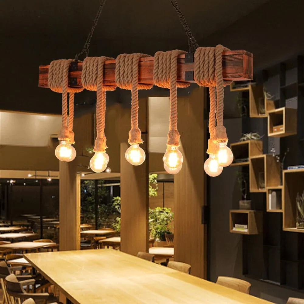 Audara-43-inch Rope Woven Pendant Light With 10 Lamp Heads Retro-style Tropical Ceiling Light Fixture Suitable For Bedrooms, Hotels, Malls, Tea Houses, Bars, Kitchen Islands, And Other Spaces Retro La