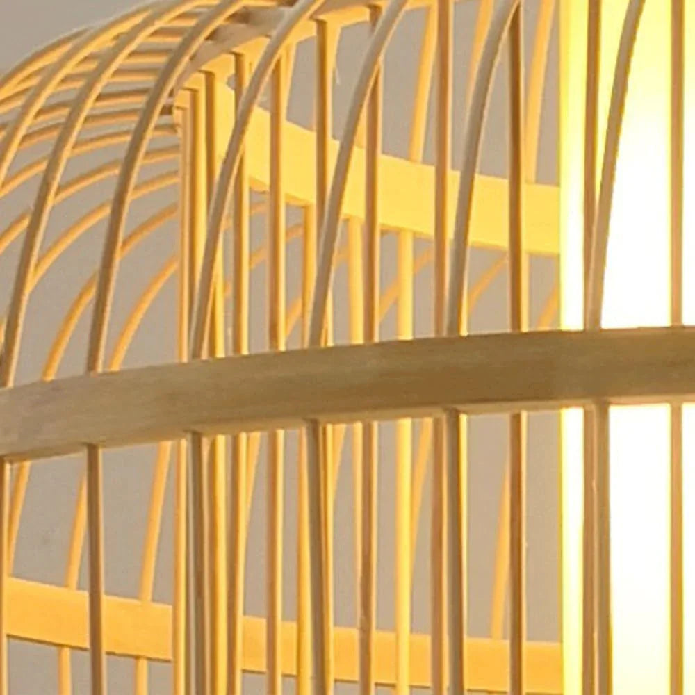 Audara-16-inch Woven Pendant Light Bamboo Frame with Parchment Paper Shade Compatible with Most Bulbs Bohemian, Wabi-Sabi, Tropical-Inspired Ceiling Light Fixture
