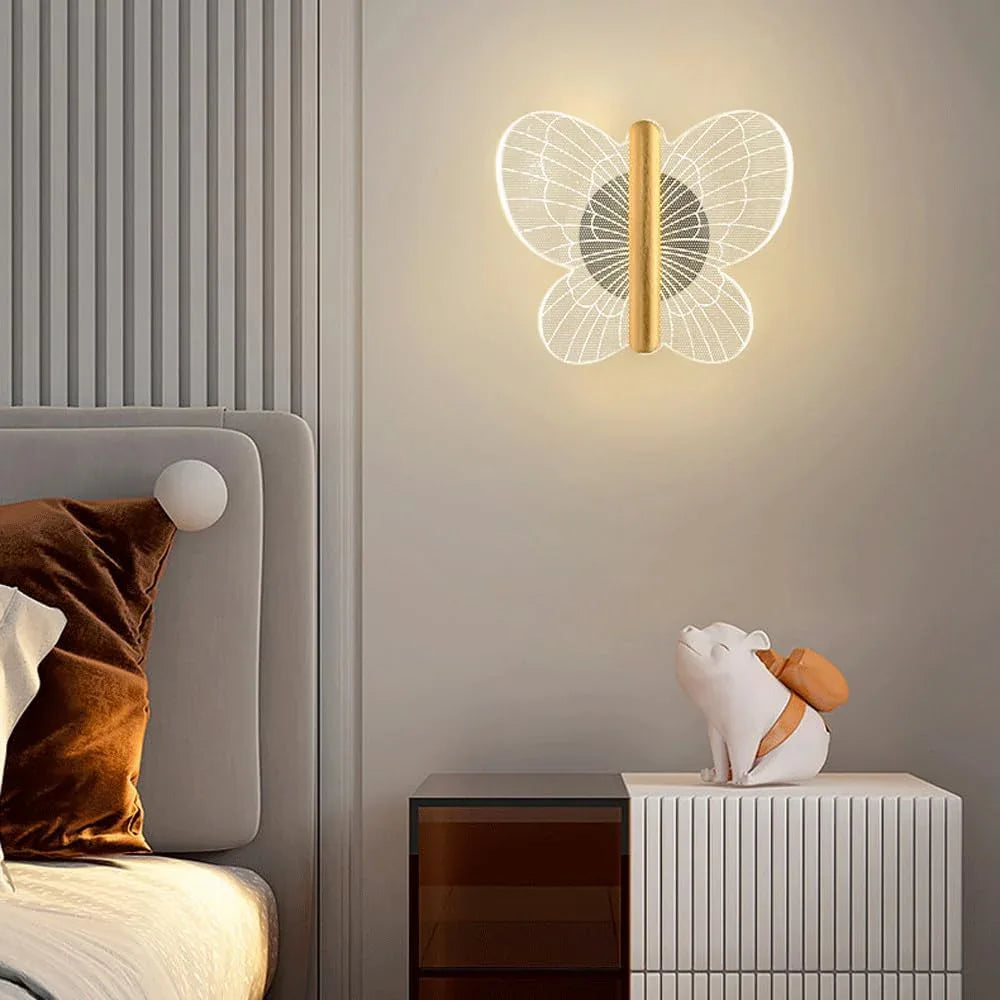 Audara-Scandinavian Butterfly Fashion Wall Lamp Bedroom Bedside Ambience Wall Lights Light Luxury Decorative LED Sconces Aisle Corridor Foyer Mounted Lighting Fixture