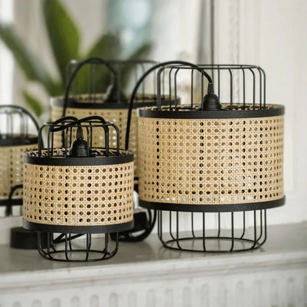 Audara-16-inch Woven Pendant Light Metal Frame Paired with Rattan Material Fresh and Elegant Appearance Retro Without Appearing Old-Fashioned Bohemian, Wabi-sabi, Tropical—a Multi-Style Ceiling Light