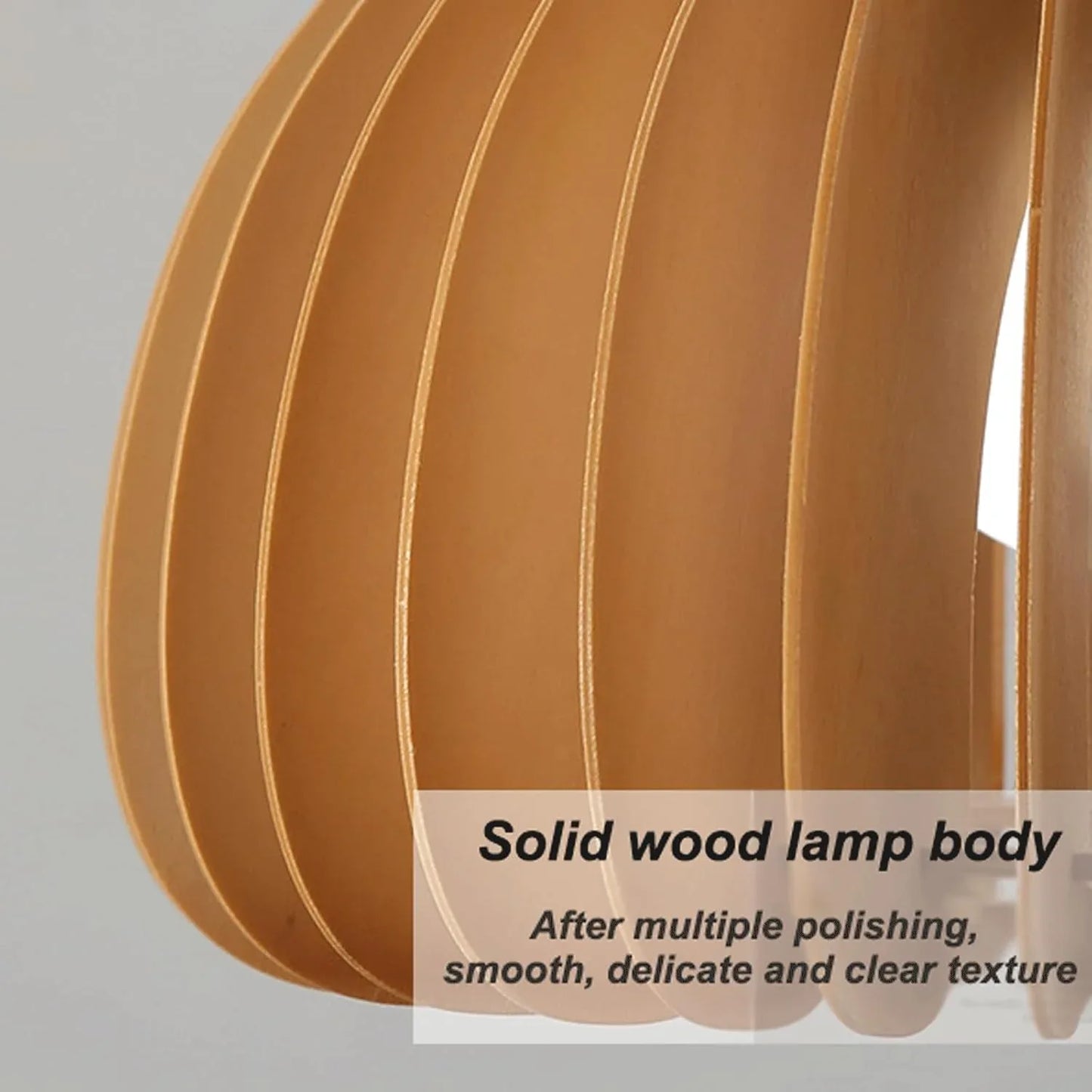 Audara-17 Inch Solid Wood Pumpkin Chandelier, Nordic Retro Pendant Light with 3-Color Dimmable LED and Adjustable Arm, Natural Wood Ceiling Light for Bedroom, Dining Room, and Kids Room