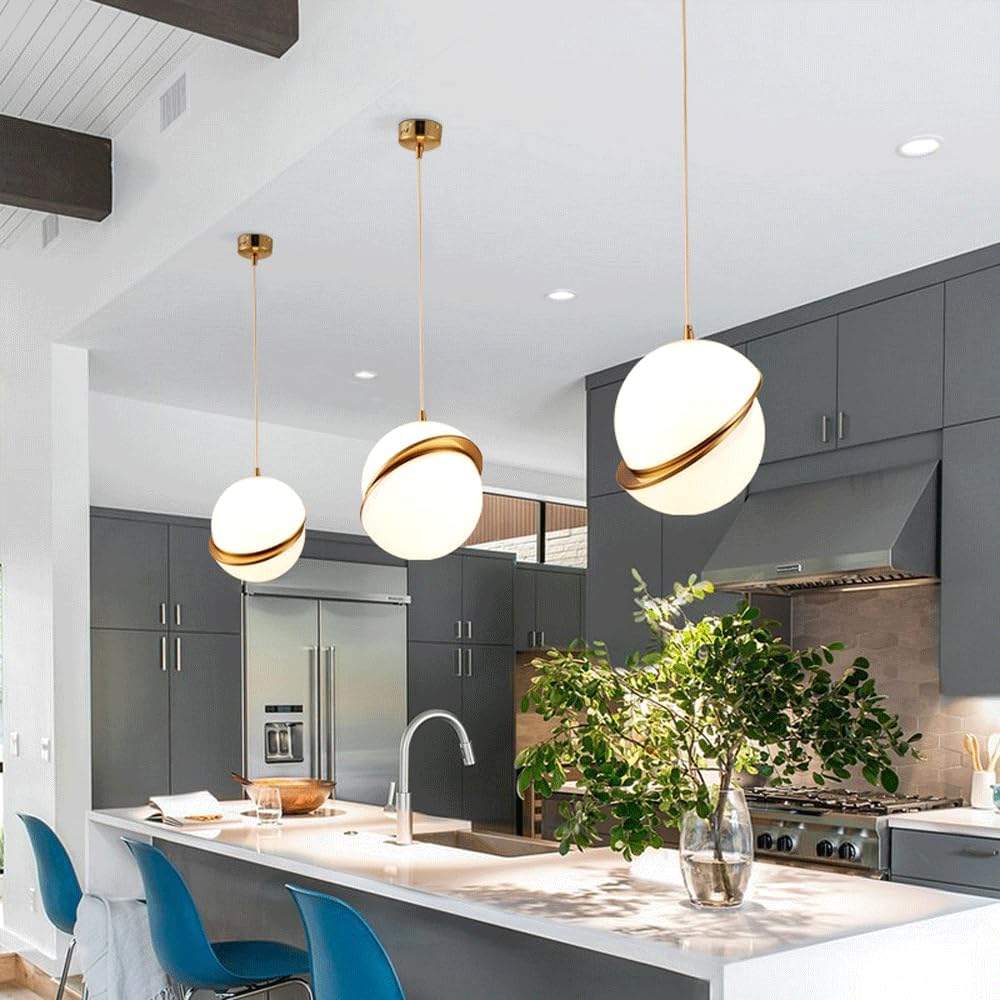 Audara-8-inch Glass Pendant Lights: Simple and Creative Design, Easily Complements Various Decor Styles. Can Be Installed in Bedrooms, Living Rooms, Dining Rooms, Kitchen Islands, Etc.