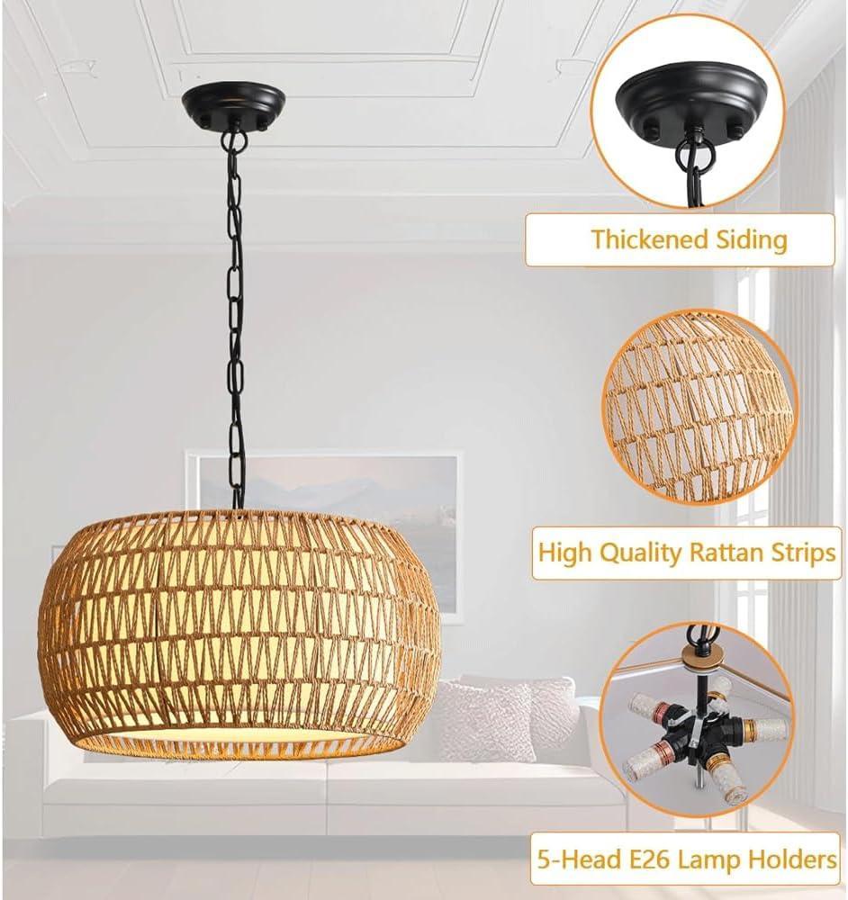 Audara-Bohemian Style Rattan Pendant Light/Chinese Style Chandeliers/Custom Handmade Rattan Hanging Lamp/Home Commercial DecorationLighting Fixture