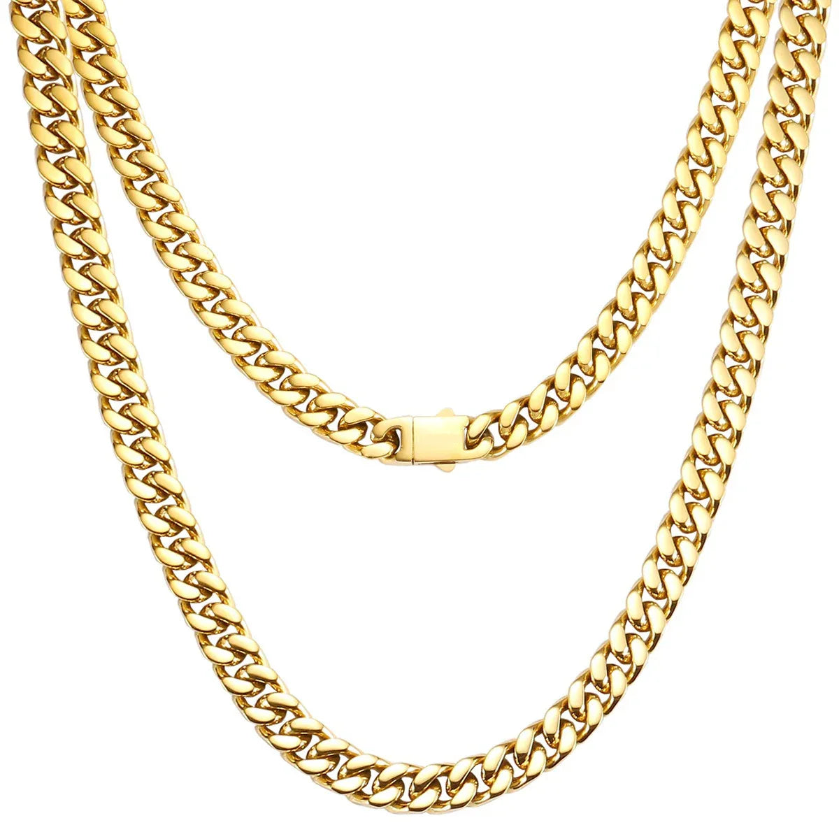 Audara β European and American Hip-Hop Style Stainless Steel Miami Cuban Chain Necklace/Bracelet | Unisex, Water-Resistant, Fade-Resistant Chunky Chain | Available in Multiple Widths and Lengths (5mm/7mm/9mm) Gold-9mm