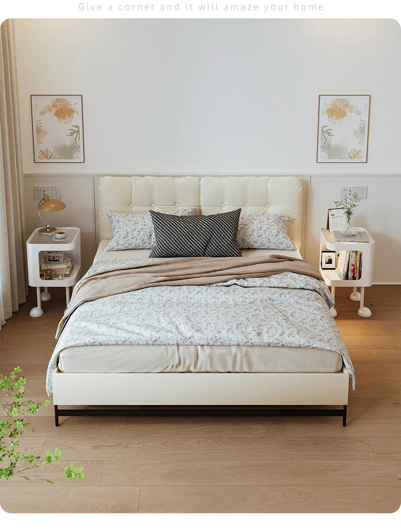 Audara Smart Motion-Activated Lamp Cream-Coloured Bedside Table | Contemporary Luxury Bedside Table | Small Bedroom Side Table (Available in 30/35/40cm)