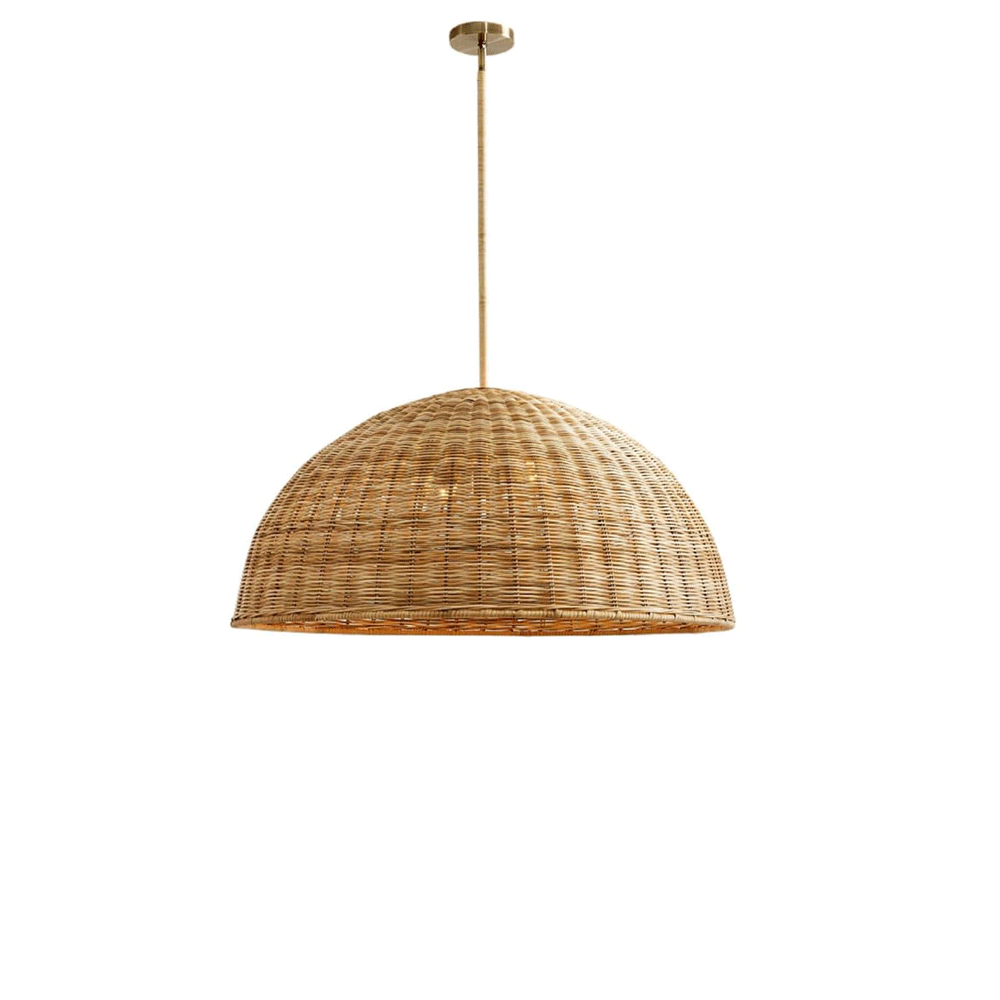 Audara Classic Rattan Pendant Light | Semi-Circular Boho Chandelier | E26/E27 Hanging Lamp for Living Room Hallway Dining Room | 19.7"
