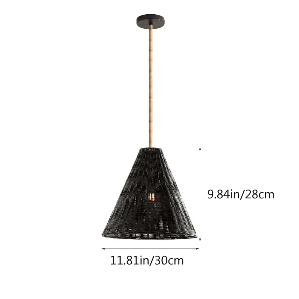 Audara-Tapered Rattan Chinese Style Pendant Light Natural Color Black Hanging Lamp E26/E27 Base Diameter 11.8in Chandeliers For Living Room Bedroom Kitchen Island Hallway Cafe Restaurant Lighting Fixt