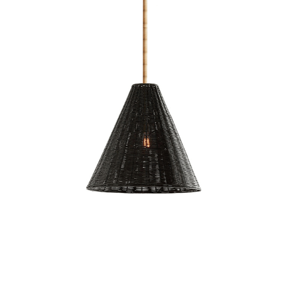 Audara-Tapered Rattan Chinese Style Pendant Light Natural Color Black Hanging Lamp E26/E27 Base Diameter 11.8in Chandeliers For Living Room Bedroom Kitchen Island Hallway Cafe Restaurant Lighting Fixt