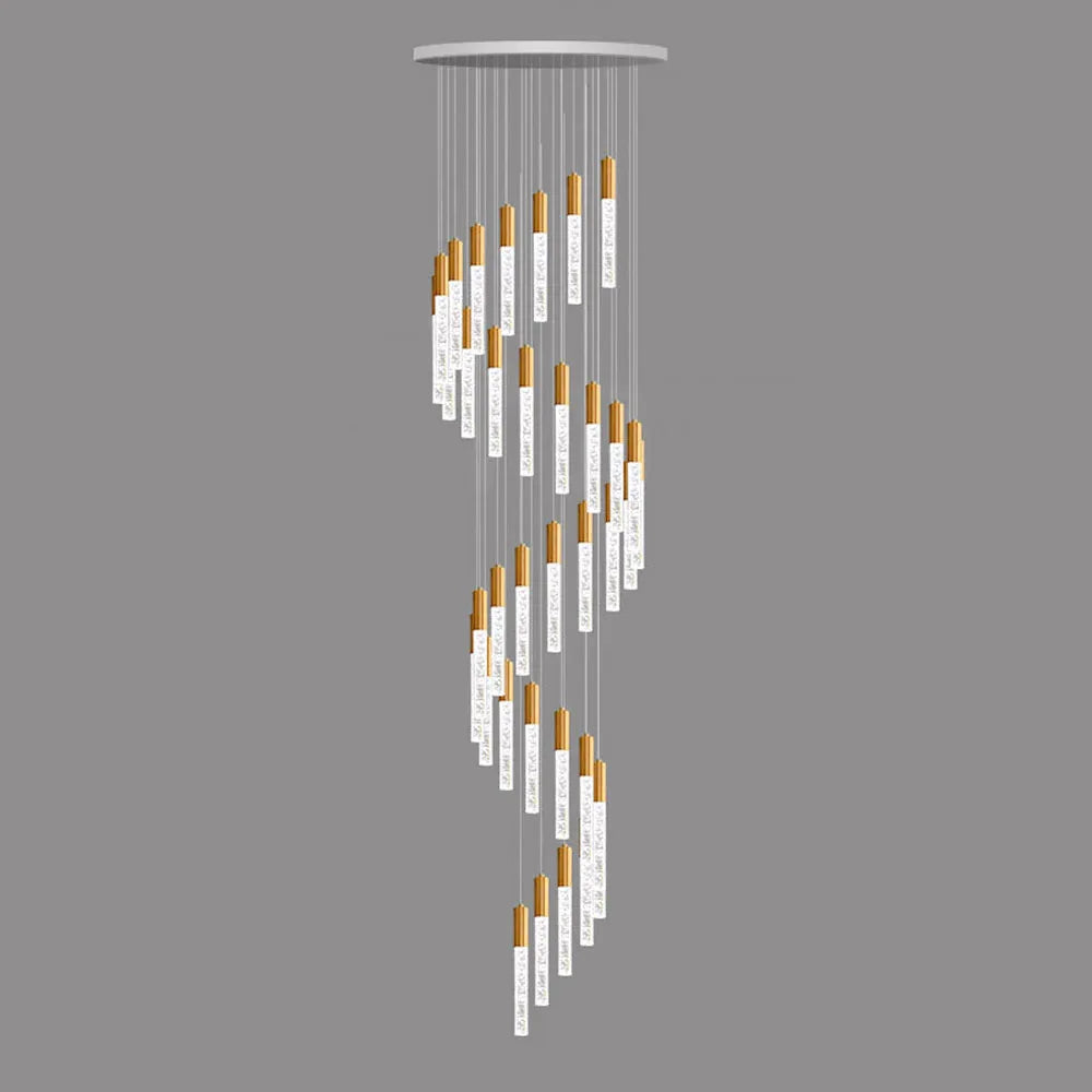 Audara-Luxury Swivel Villa Apartment Pendant Light Multi Light Source Spotlight Crystal Hanging Lamp Mall Hotel Front Desk Chandelier Restaurant Coffee Shop Farmhouse Rustic Lighting Fixture Gold Spiral 31.50in(80cm)