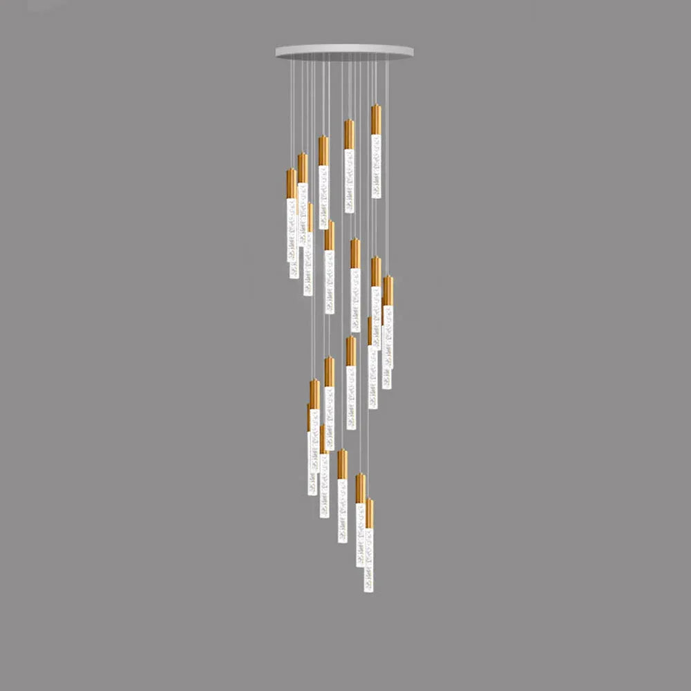 Audara-Luxury Swivel Villa Apartment Pendant Light Multi Light Source Spotlight Crystal Hanging Lamp Mall Hotel Front Desk Chandelier Restaurant Coffee Shop Farmhouse Rustic Lighting Fixture Gold Spiral 23.62in(60cm)