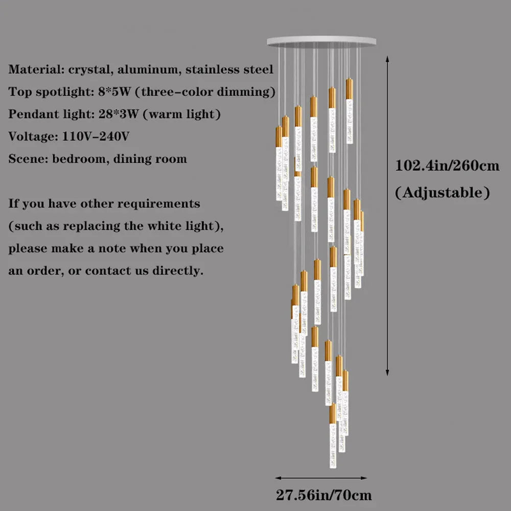 Audara-Luxury Swivel Villa Apartment Pendant Light Multi Light Source Spotlight Crystal Hanging Lamp Mall Hotel Front Desk Chandelier Restaurant Coffee Shop Farmhouse Rustic Lighting Fixture