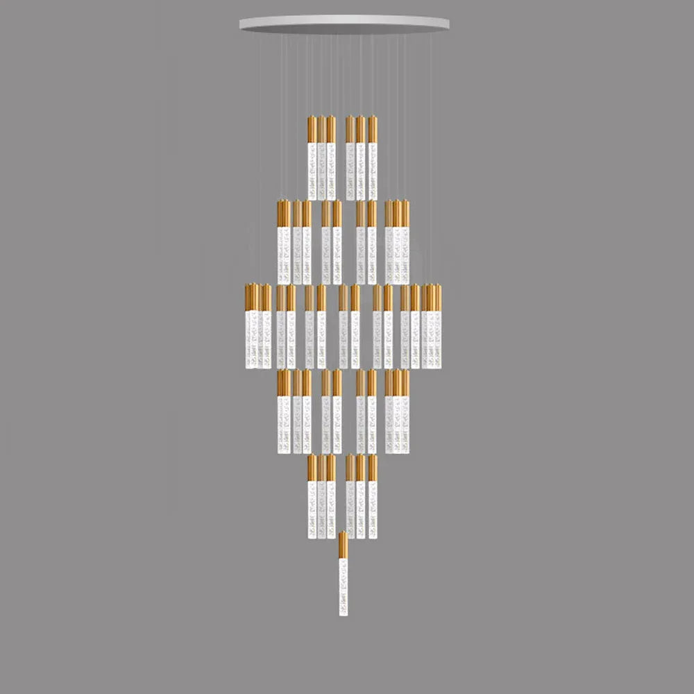 Audara-Luxury Swivel Villa Apartment Pendant Light Multi Light Source Spotlight Crystal Hanging Lamp Mall Hotel Front Desk Chandelier Restaurant Coffee Shop Farmhouse Rustic Lighting Fixture Gold Tiered 35.43in(90cm)