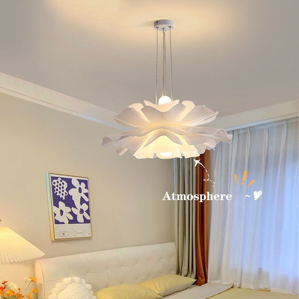Audara-Creative Flower Petal Cloud Shape Acrylic Pendant Light White Simple 2 Lamp Holder E26 Tri-Colour Dimmer Bedroom Hanging Lamp Kitchen Island Corridor Chandelier Hotel Cafe Lighting Fixture
