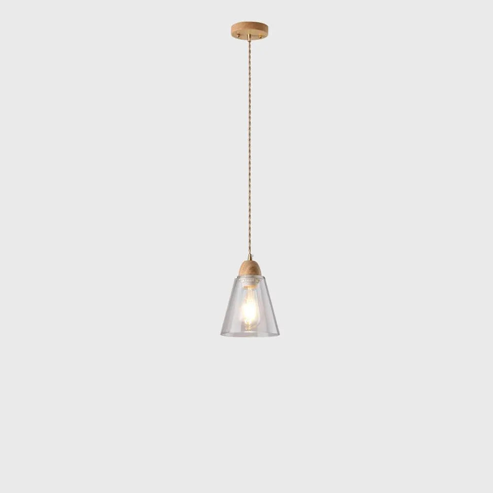 Audara-Modern Minimalist Glass Pendant Light Cozy Bedroom Bedside Rubberwood Hanging Lampe Household Aisle Balcony Single Head Chandeliers Cafe Restaurant Bar Decor Lighting Fixture