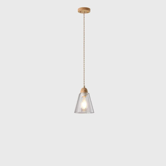 Audara-Modern Minimalist Glass Pendant Light Cozy Bedroom Bedside Rubberwood Hanging Lampe Household Aisle Balcony Single Head Chandeliers Cafe Restaurant Bar Decor Lighting Fixture