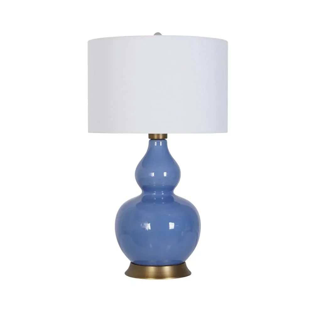 Audara-American White Fabric Gourd Shaped Ceramic Desk Light New Chinese Zen Living Room Study Tea House Desk Lamp Club Coffee Shop B&B Table Lamp Bedroom Bedroom Sample Room Lighting Fixture Blue