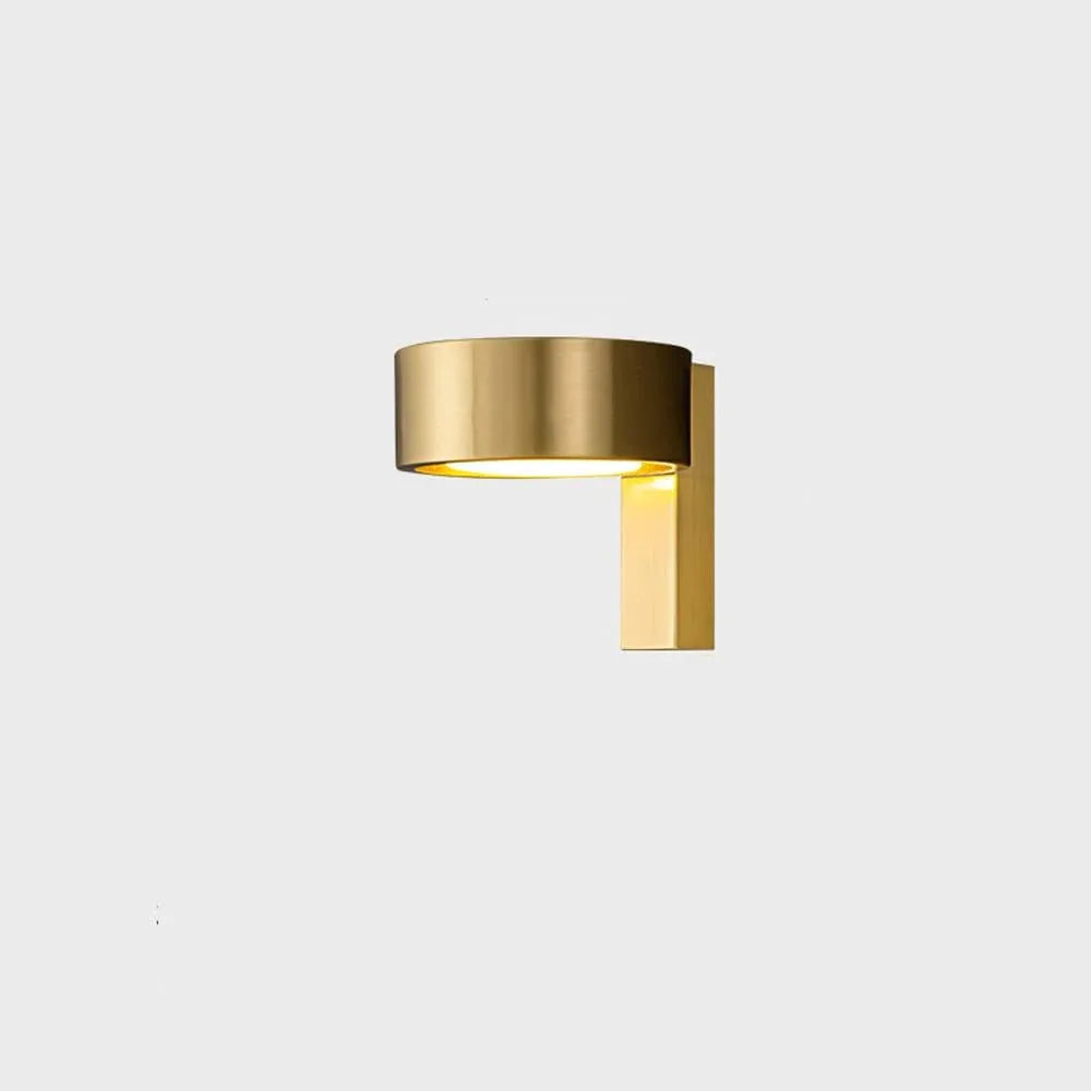 Audara-Postmodern Full Copper LED Wall Lamp Scandinavian Creative Background Wall Lights Simple Bedroom Bedside Sconces Hotel Corridor Corner Mounted Lighting Fixture