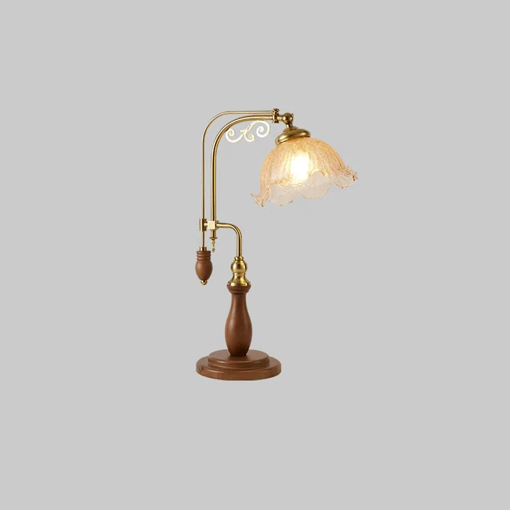Audara-Chinese Vintage Folk Lodge Hotel Bar Desk Light Classic Bedroom Bedside Tea House Desk Lamp Elegant Metal Wood Table Lamp Coffee Shop Restaurant Villa Apartment Office Lighting Fixture Clear