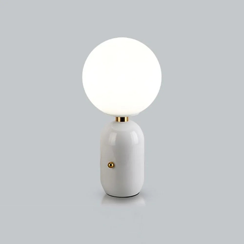 Audara-Scandinavian Simple Study Office Living Room Desk Light Creative Light Luxury Metal Milk White Orb Glass Desk Lamp Dormitory Apartment Bedroom Bedside Table Lamp Cafe Restaurant Lighting Fixture