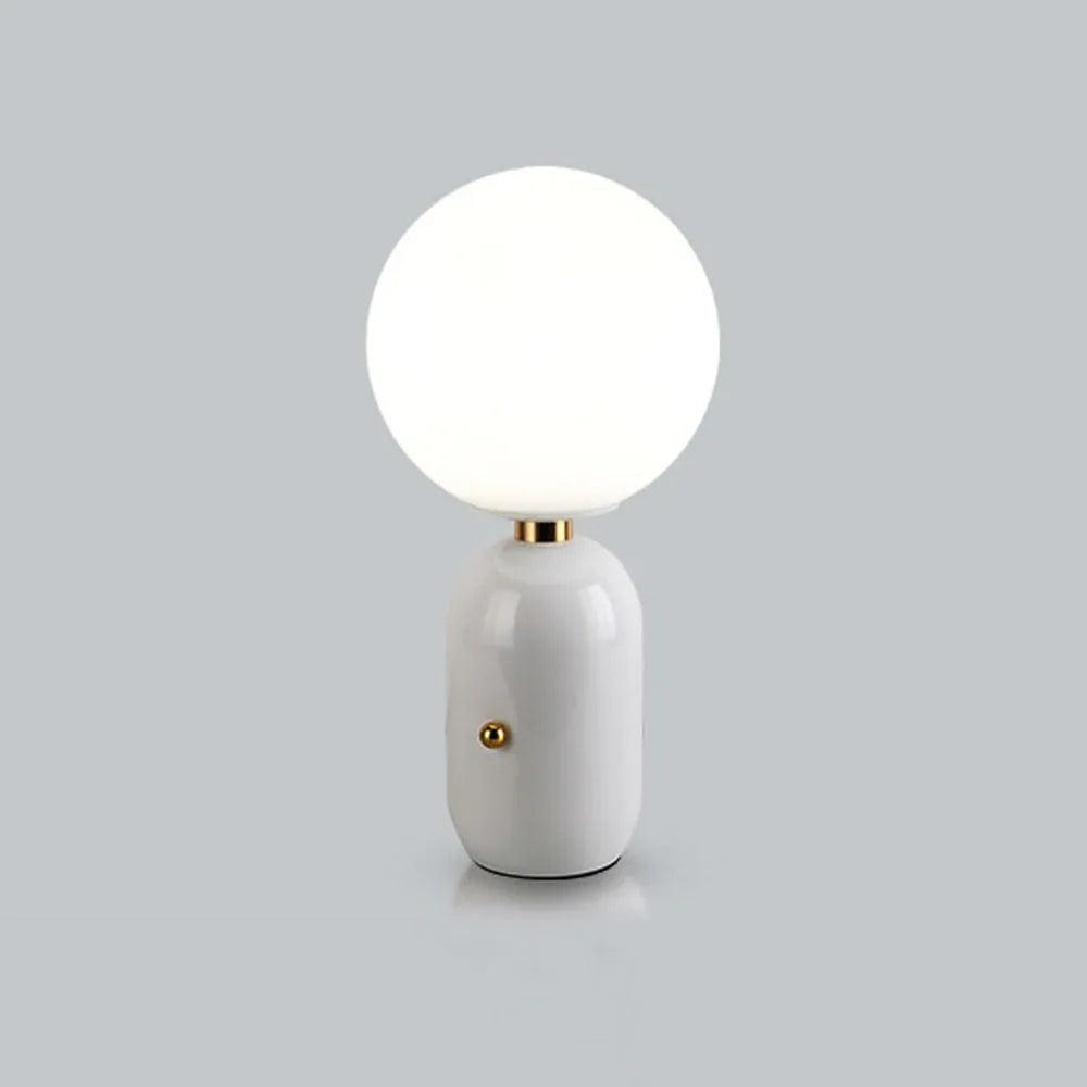 Audara-Scandinavian Simple Study Office Living Room Desk Light Creative Light Luxury Metal Milk White Orb Glass Desk Lamp Dormitory Apartment Bedroom Bedside Table Lamp Cafe Restaurant Lighting Fixture White