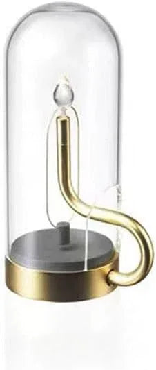 Audara-Retro Creative Restaurant Camping Desk Light Elegant Decorative Candle Flame Shaped USB Glass Aluminum Desk Lamp Bedroom Bedside Dormitory Table Lamp Restaurant Cafe Lighting Fixture