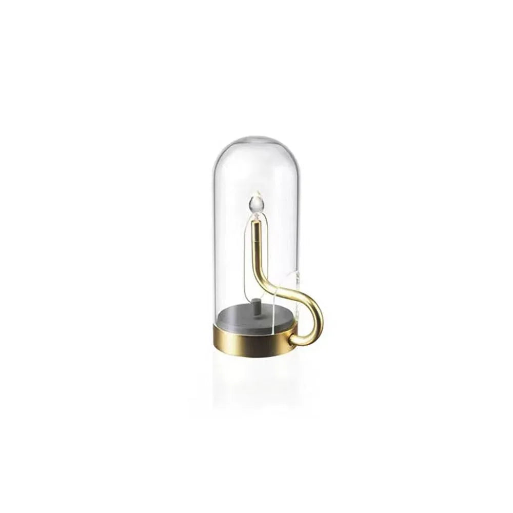 Audara-Retro Creative Restaurant Camping Desk Light Elegant Decorative Candle Flame Shaped USB Glass Aluminum Desk Lamp Bedroom Bedside Dormitory Table Lamp Restaurant Cafe Lighting Fixture Gold